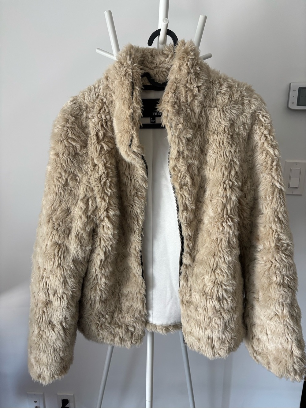 Aritzia Beige Teddy Faux Fur Jacket